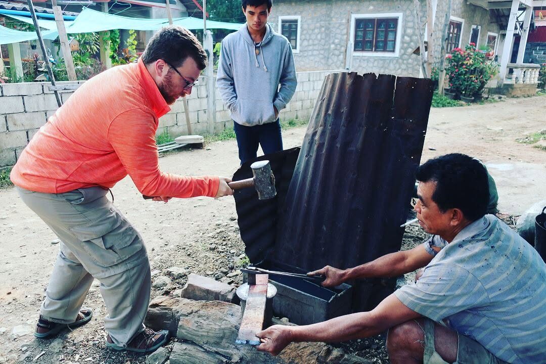 Working alongside local community members on a hands-on project